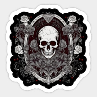 Dark Roses and Skull, beautiful harmony, gothic style Sticker